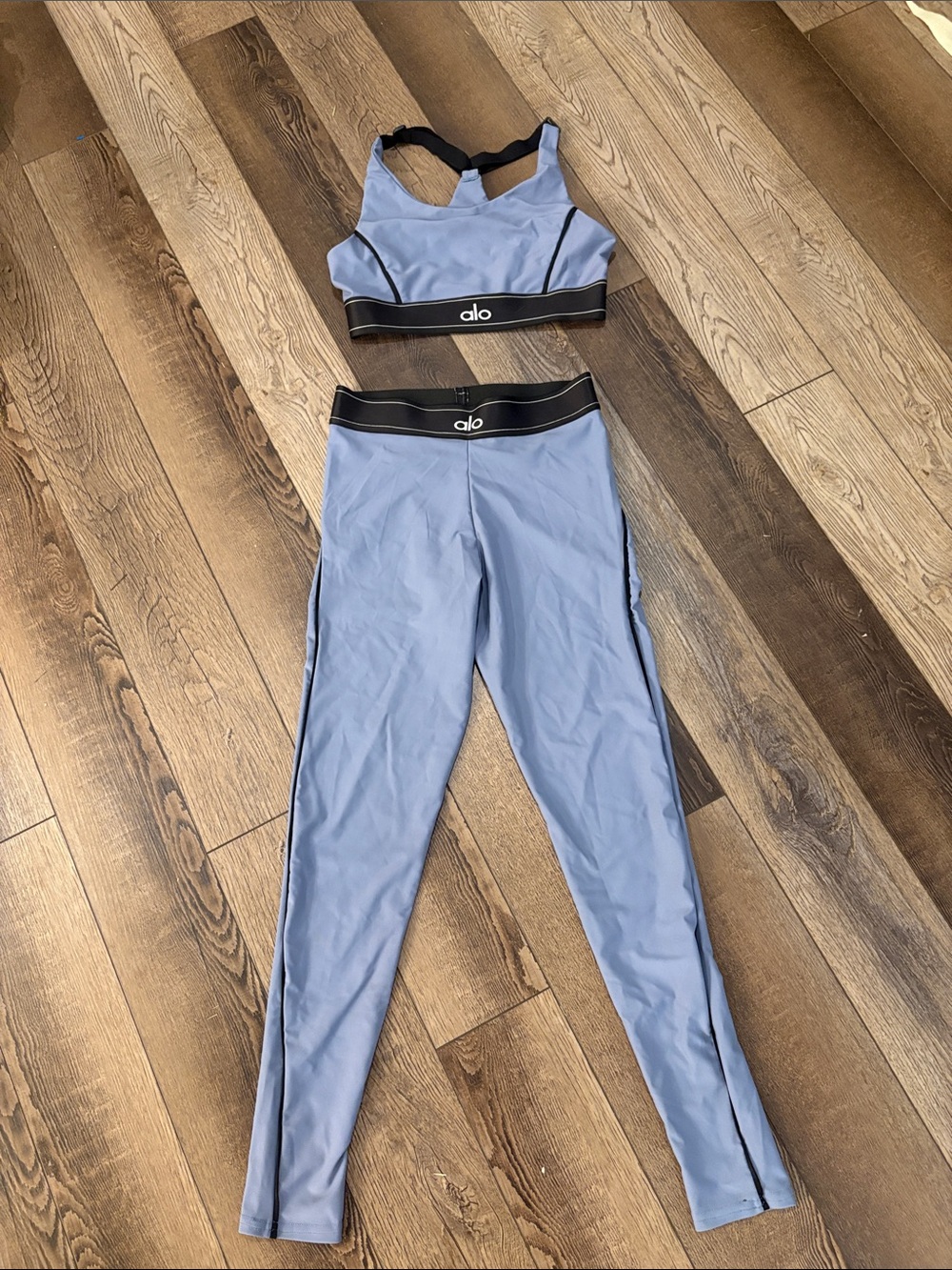 ALO Yoga Sky Blue High-Waist Legging and Sports Bra Set